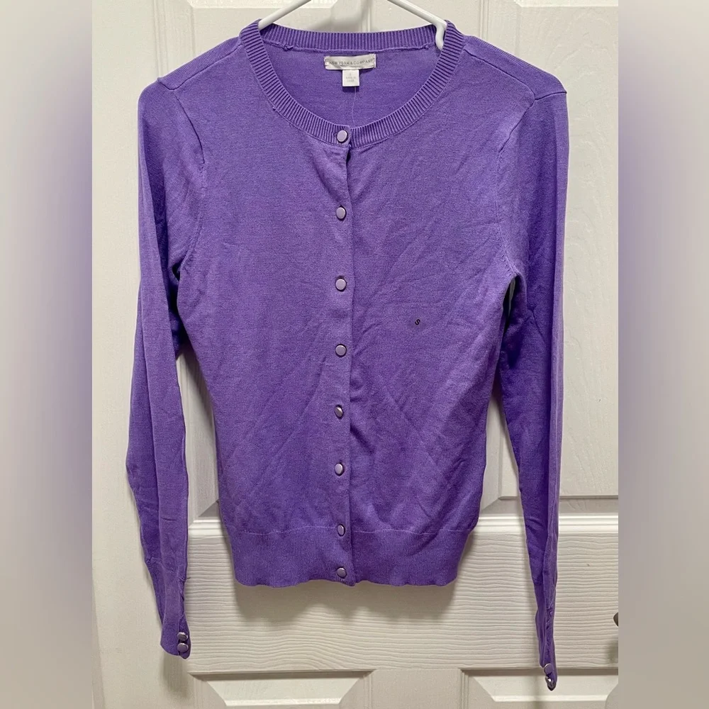 NWT and never worn-New York & Company Lavender Button-Up Cardigan - Picture 1 of 6